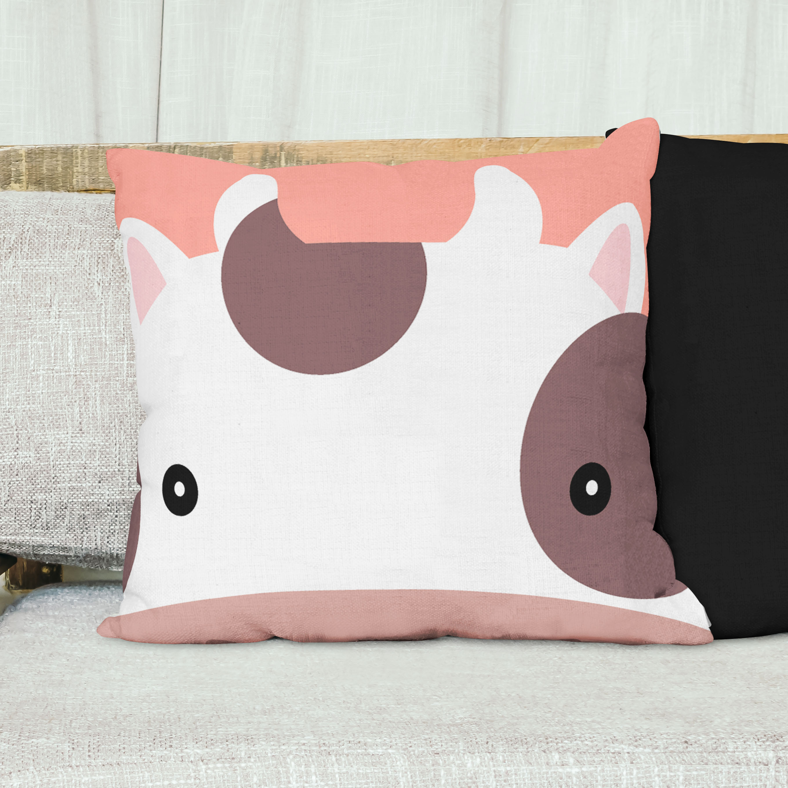 Red sofa with pillow and light lamp