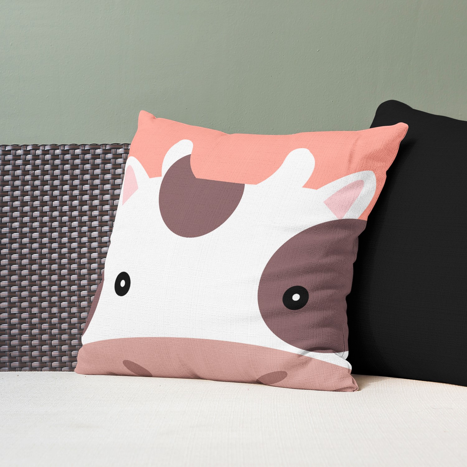 Red sofa with pillow and light lamp