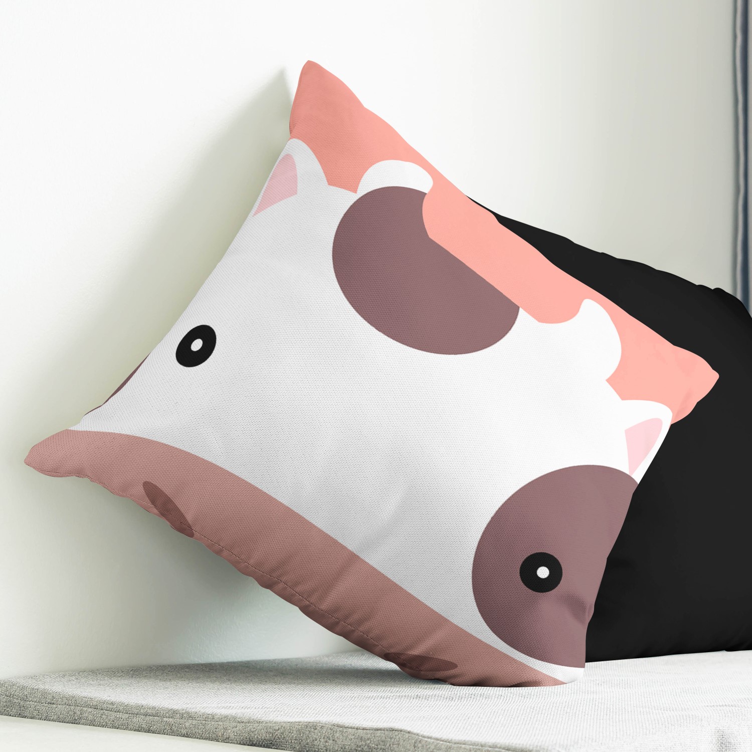 Red sofa with pillow and light lamp