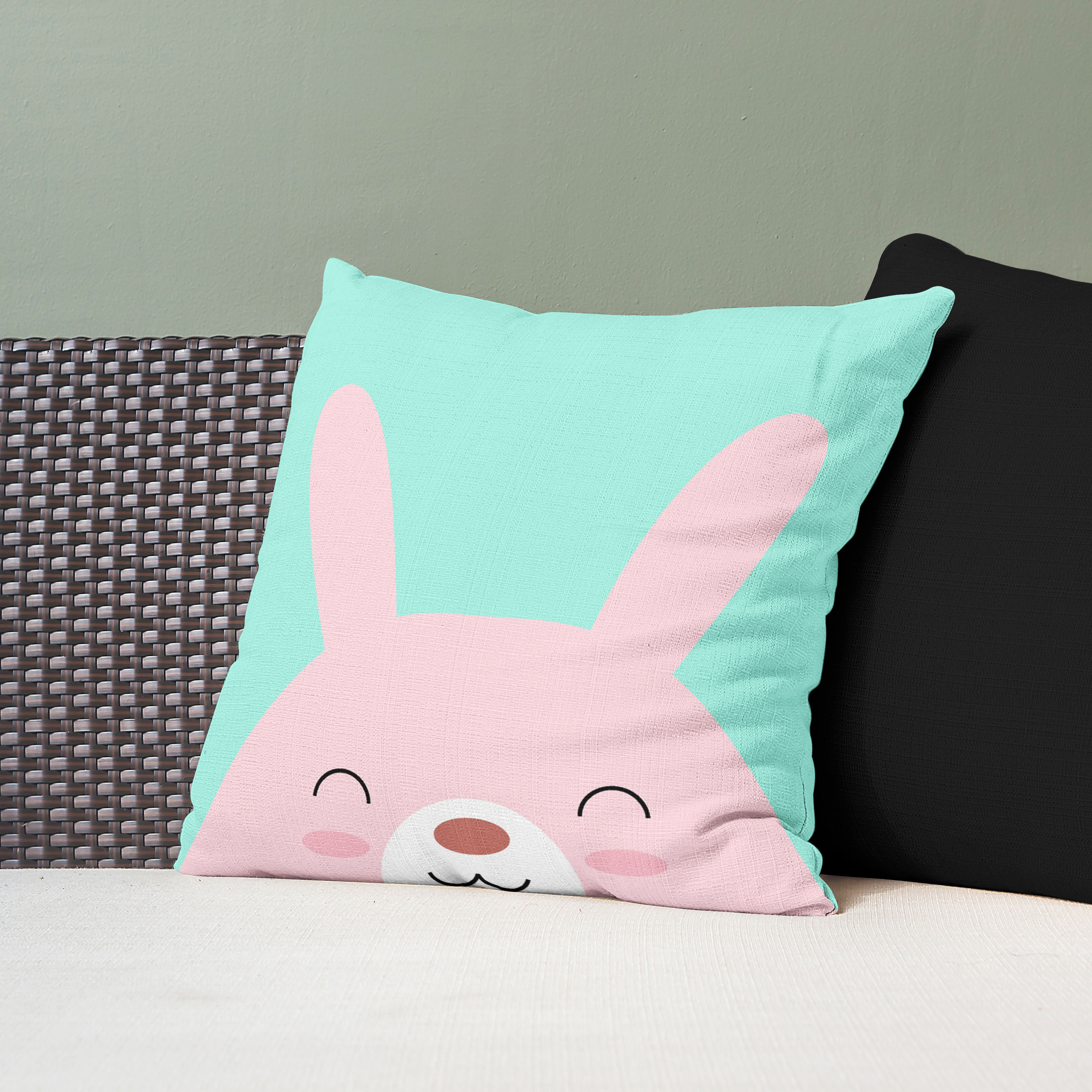 Red sofa with pillow and light lamp