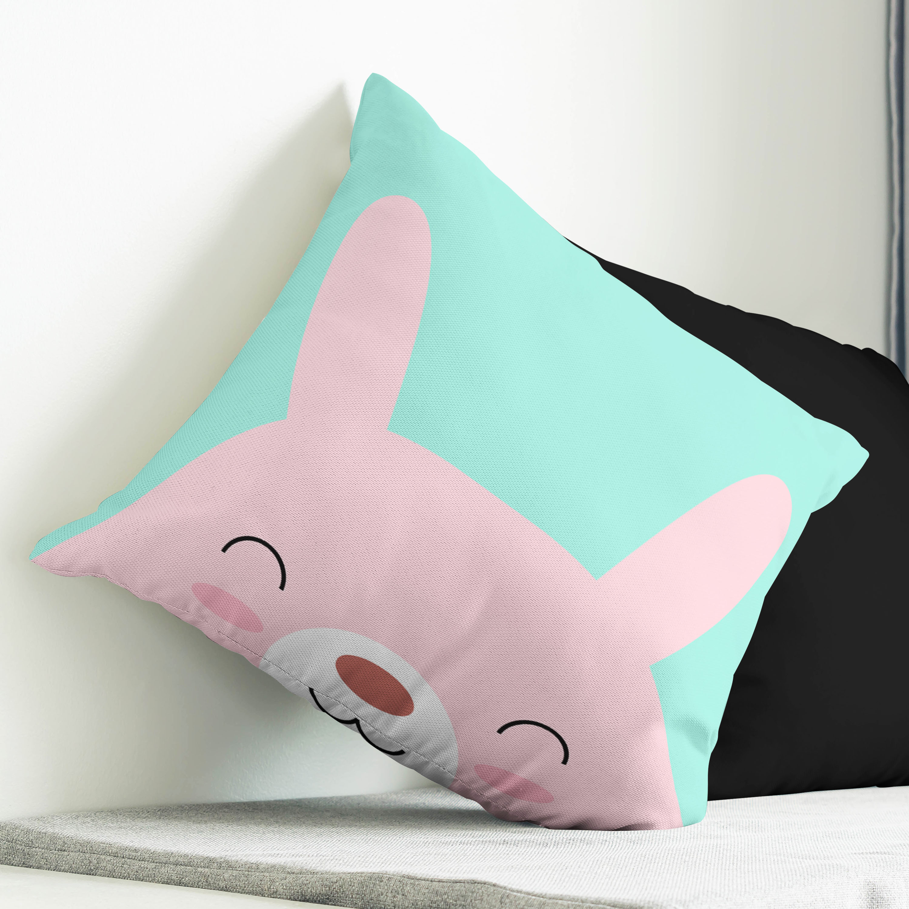 Red sofa with pillow and light lamp