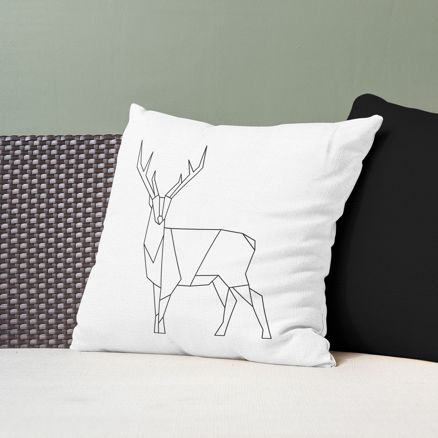 Red sofa with pillow and light lamp