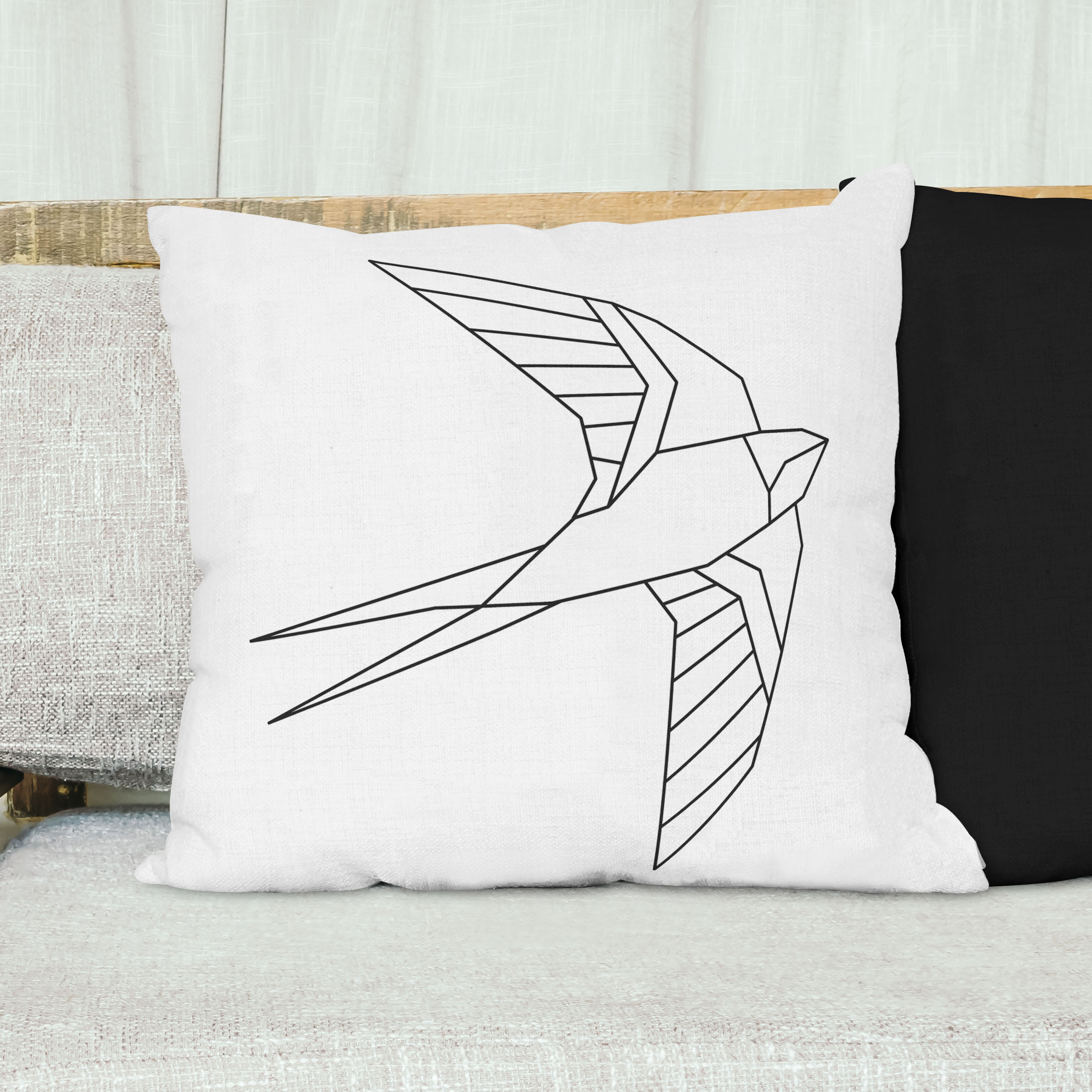 Red sofa with pillow and light lamp