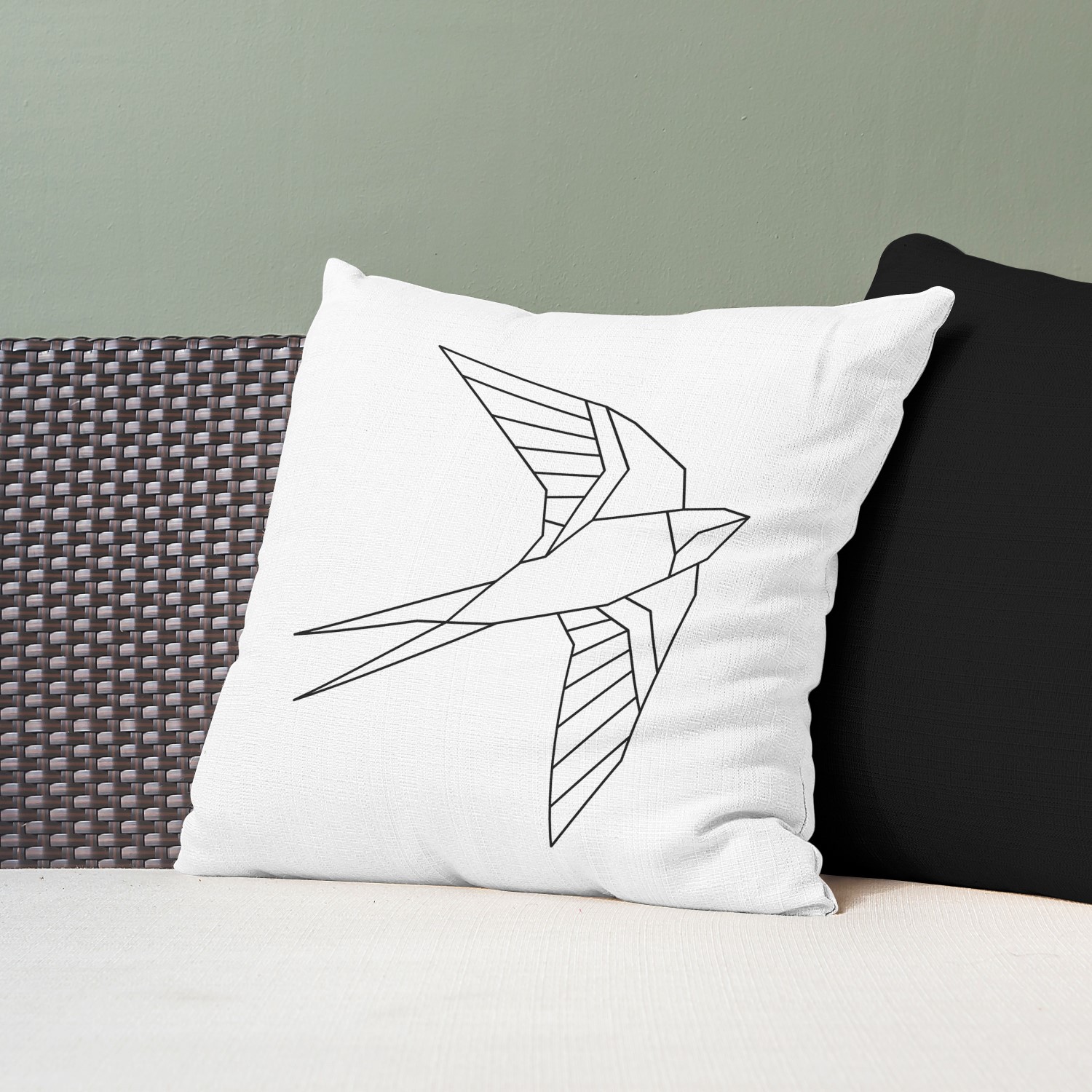 Red sofa with pillow and light lamp