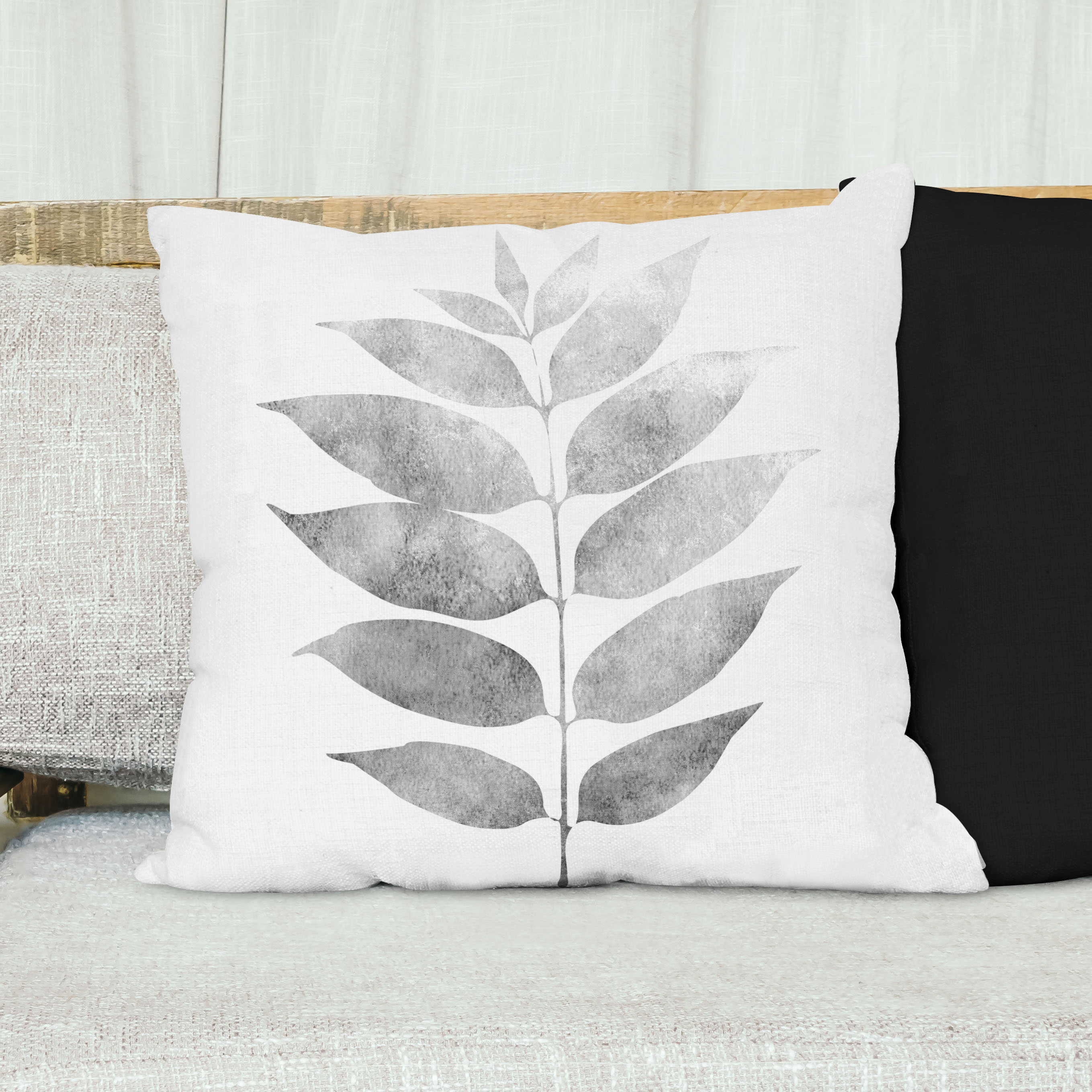 Red sofa with pillow and light lamp