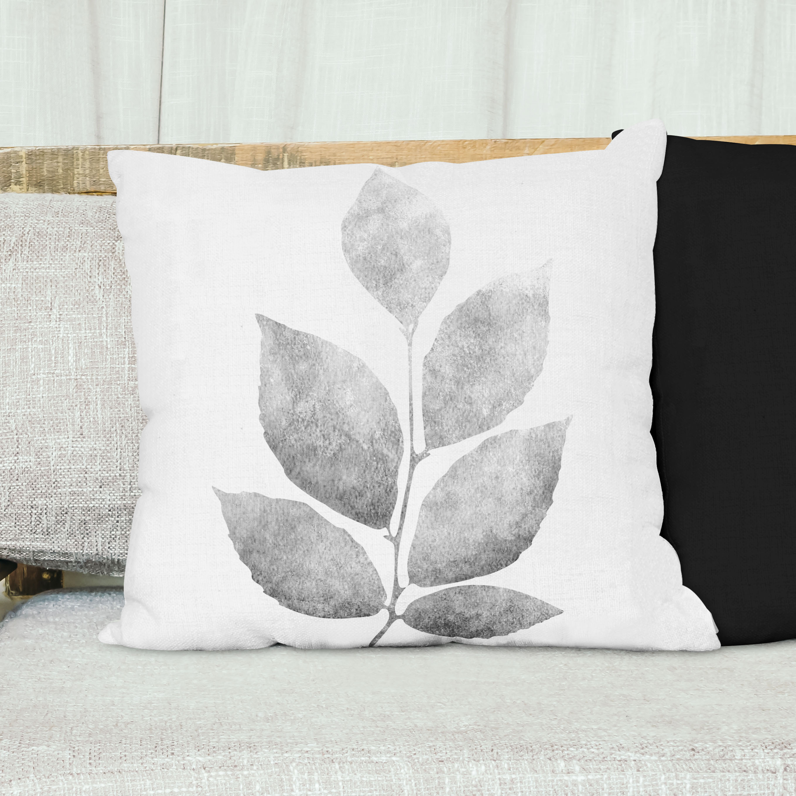 Red sofa with pillow and light lamp