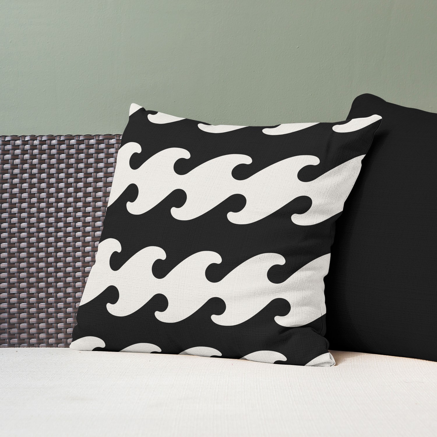 Red sofa with pillow and light lamp