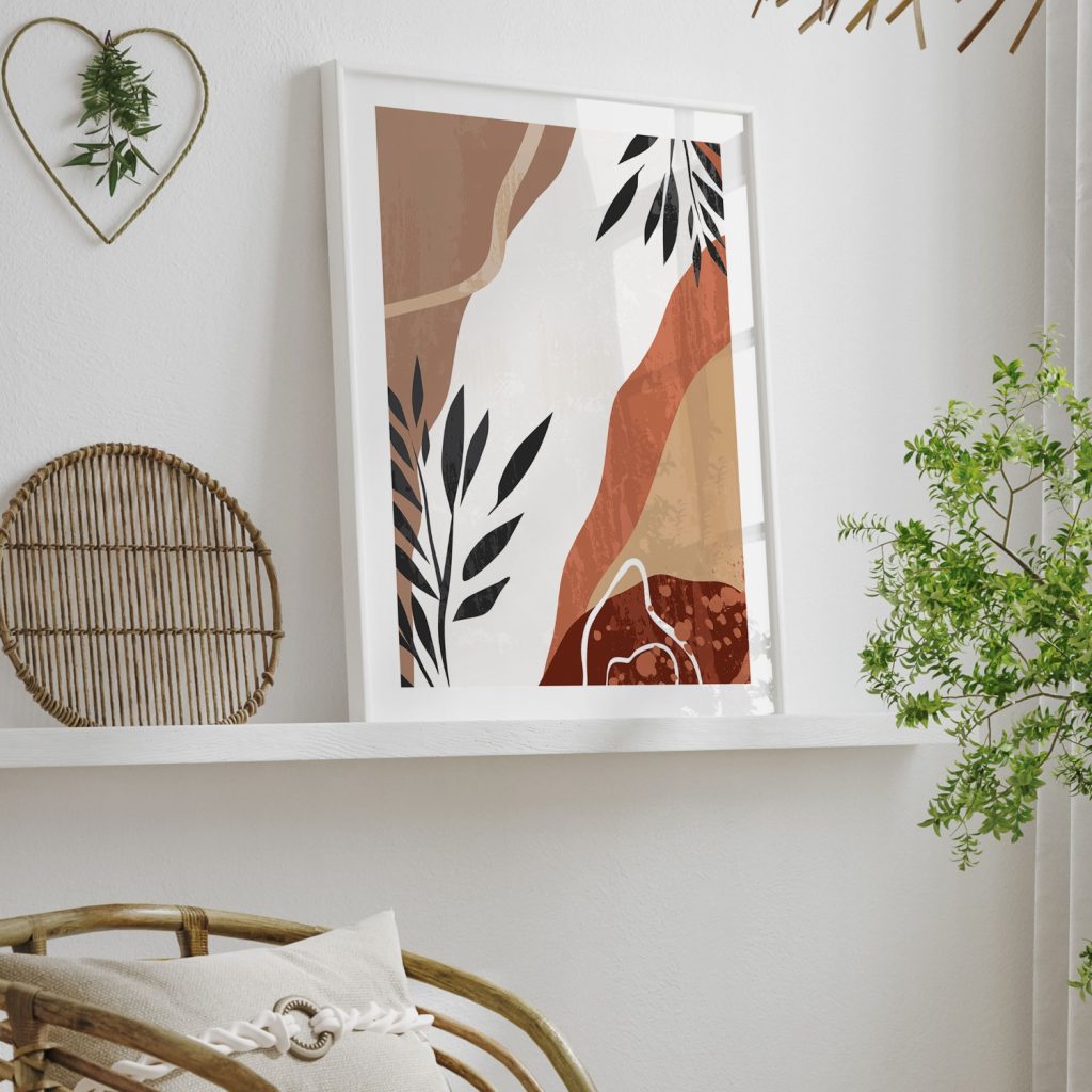 Abstract Black Leaves Organic Shapes – Wall Painting
