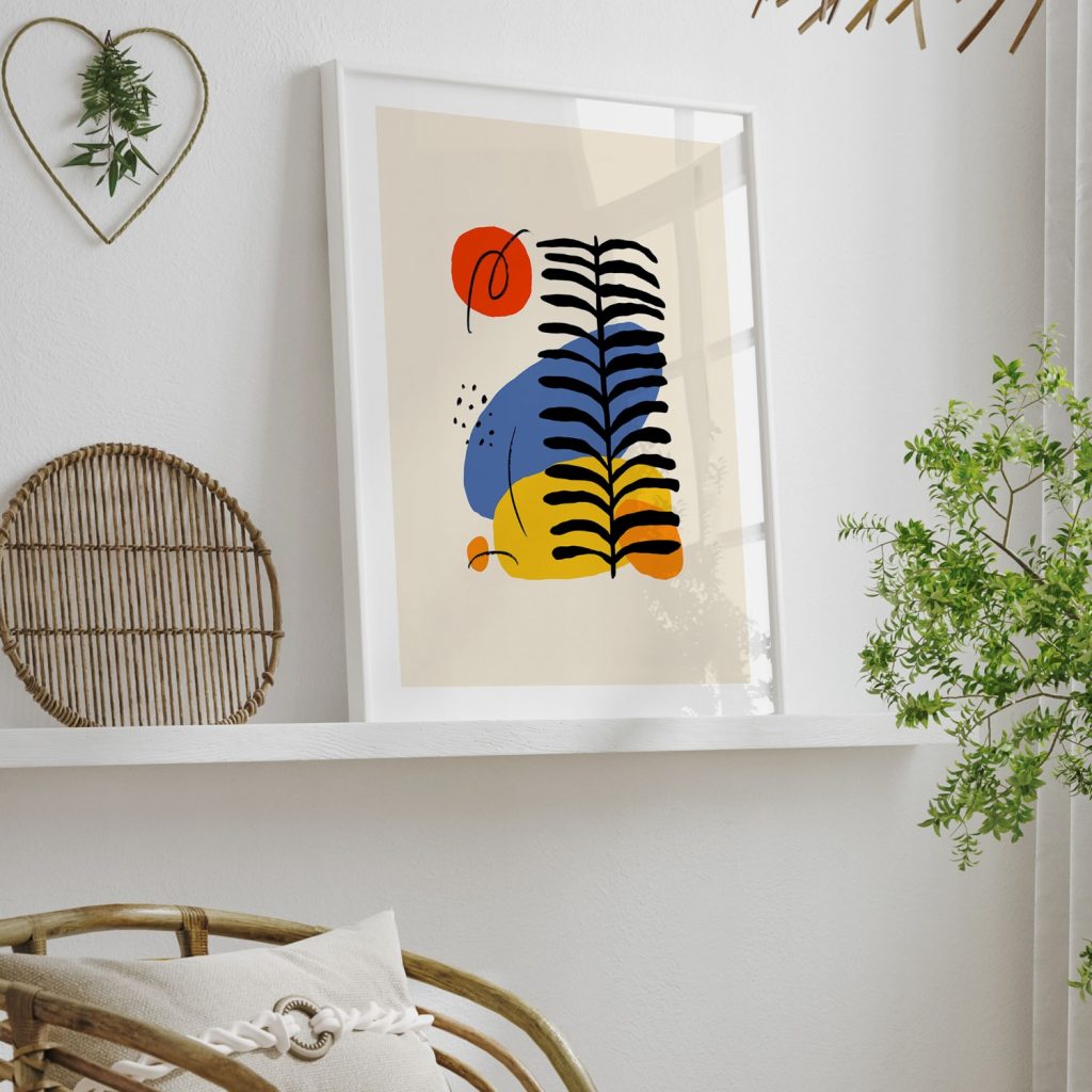 Abstract Shapes Black Leaf – Wall Hanging