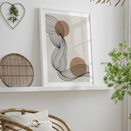 Abstract Flowing Lines Two Circles – Wall Decor