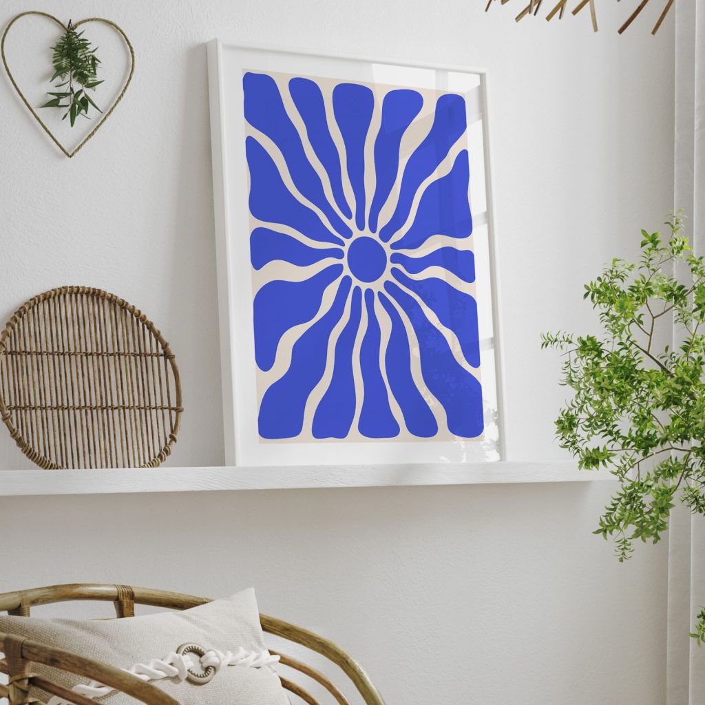Abstract Blue Sunburst – Wall Hanging