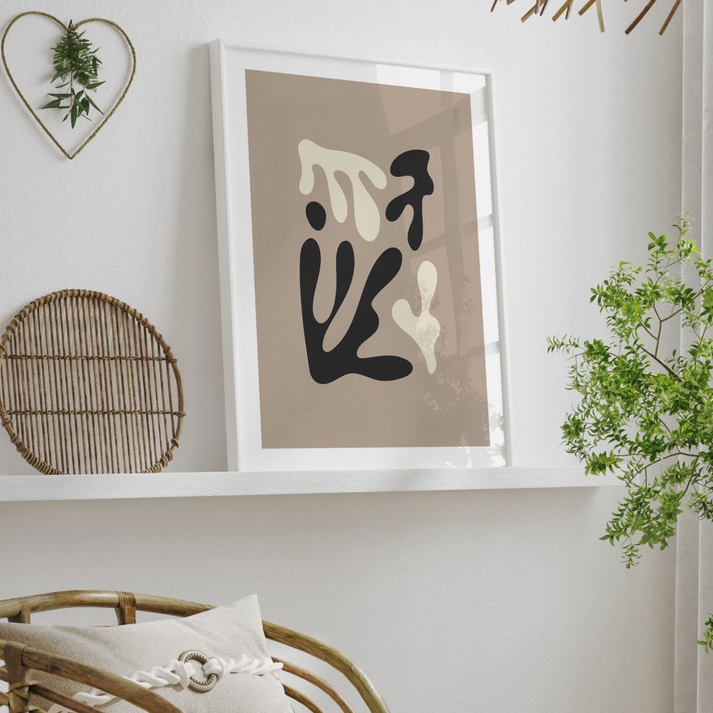 Abstract Black Off-white Shapes – Wall Painting