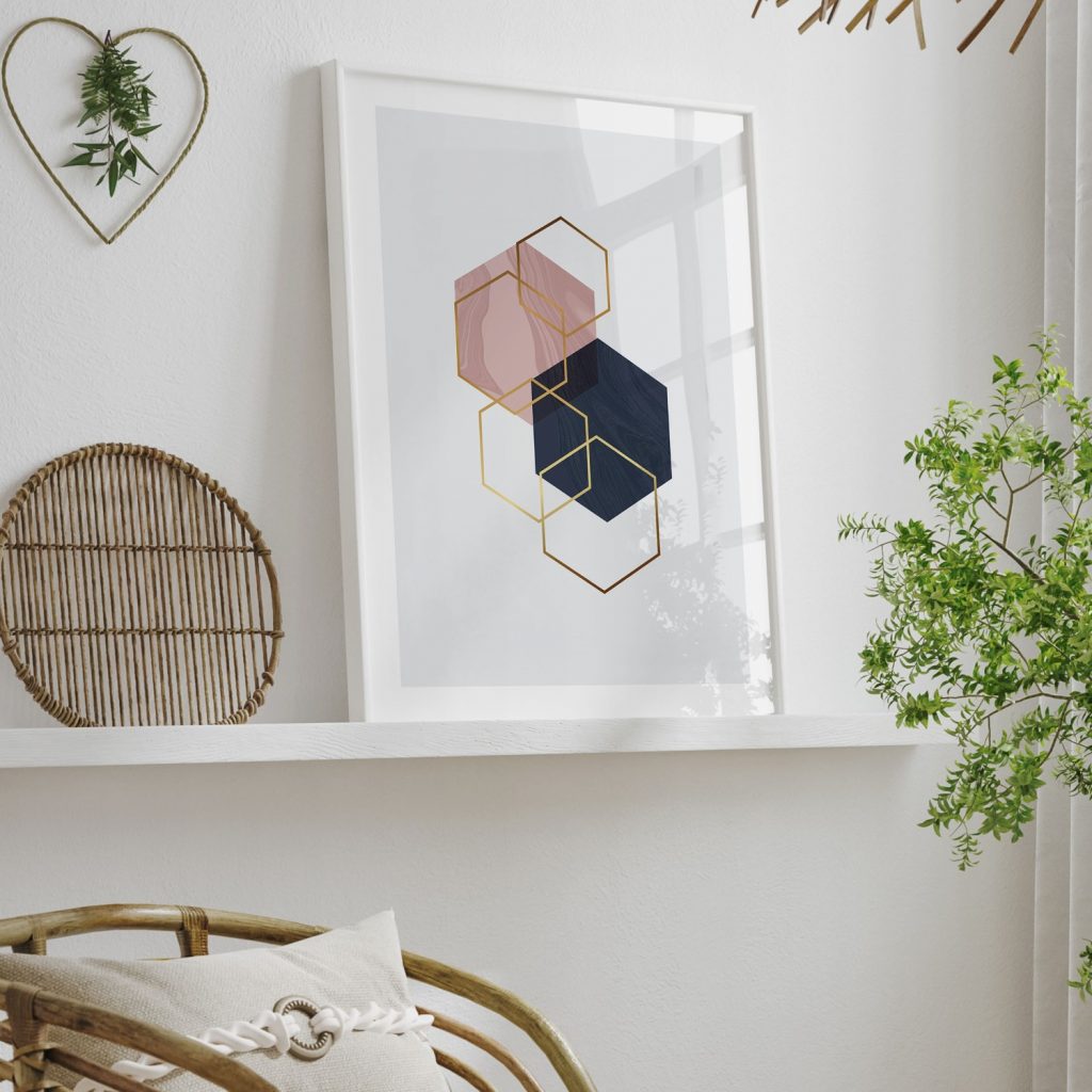 Abstract Gold Marble Hexagons – Home Decor