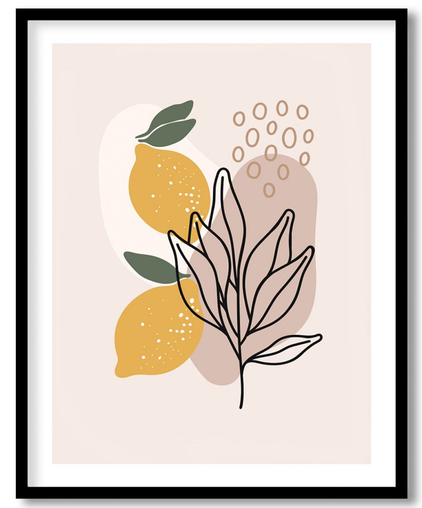 Abstract lemon leaf line drawing