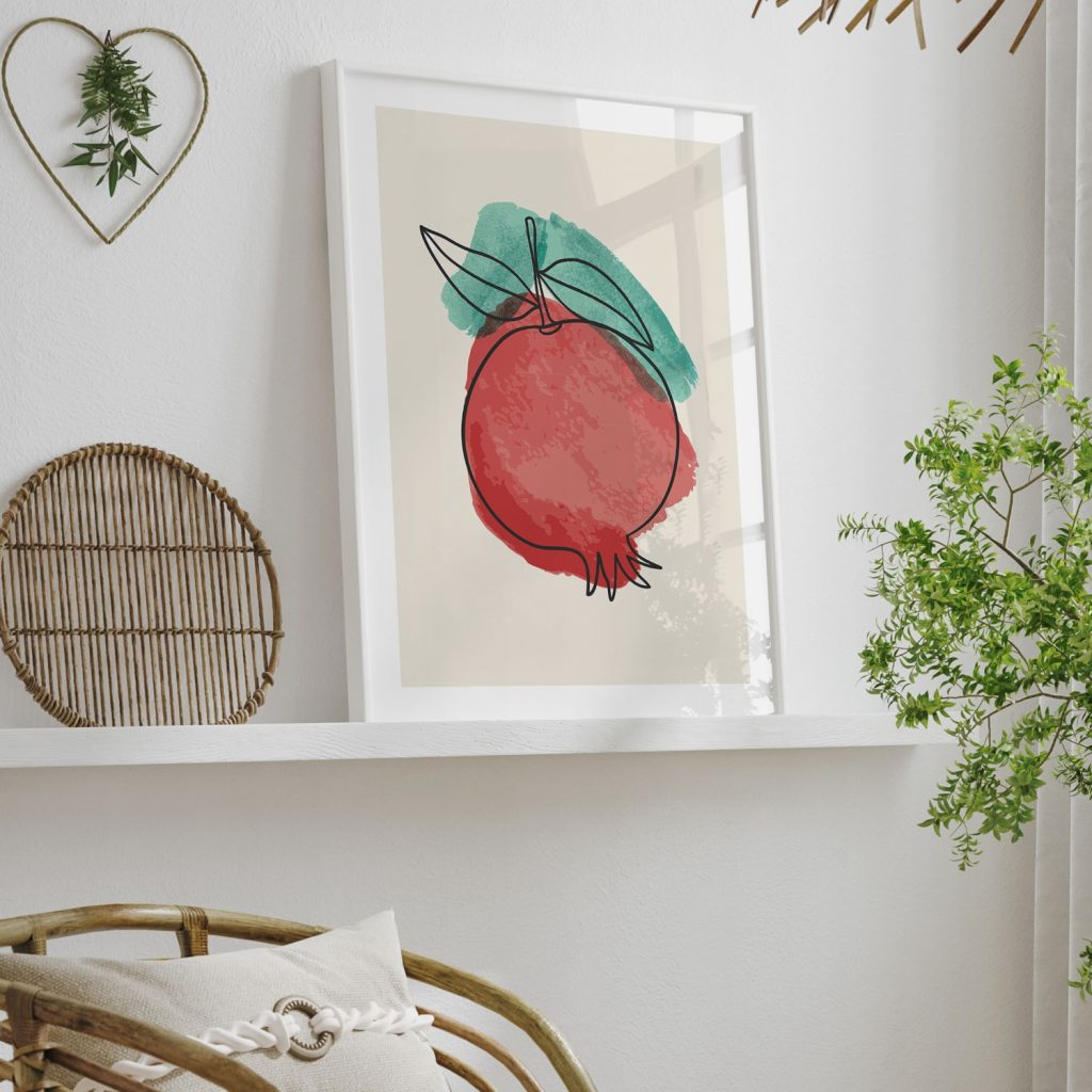 Minimalist Pomegranate Watercolor – Wall Decor