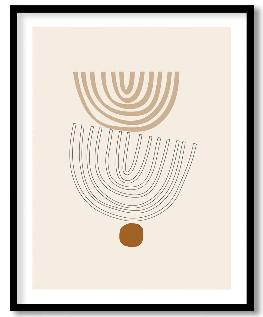 Abstract rainbow line art