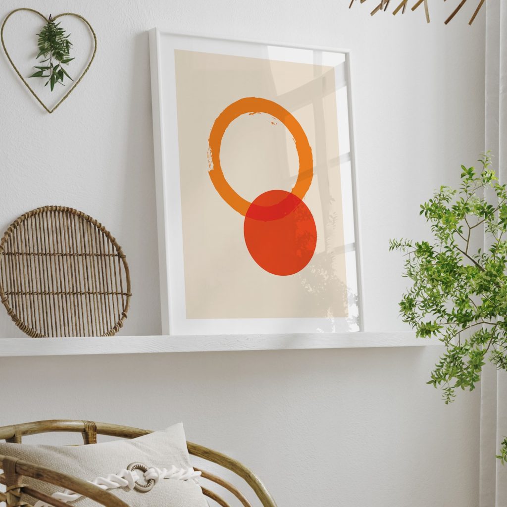 Abstract Orange Ring Red Circle – Wall Art