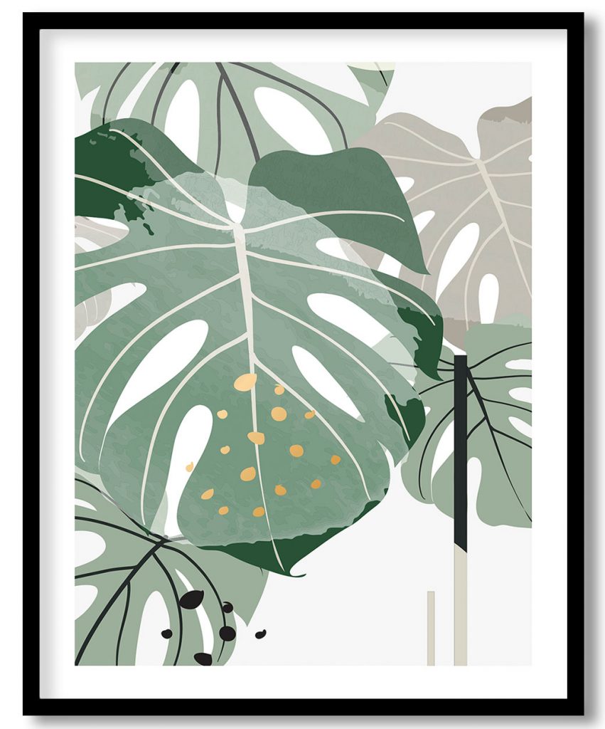 Botanical monstera leaves