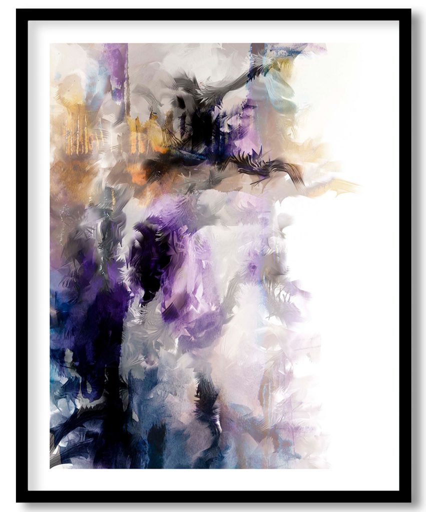 Abstract brushstroke cowering figure