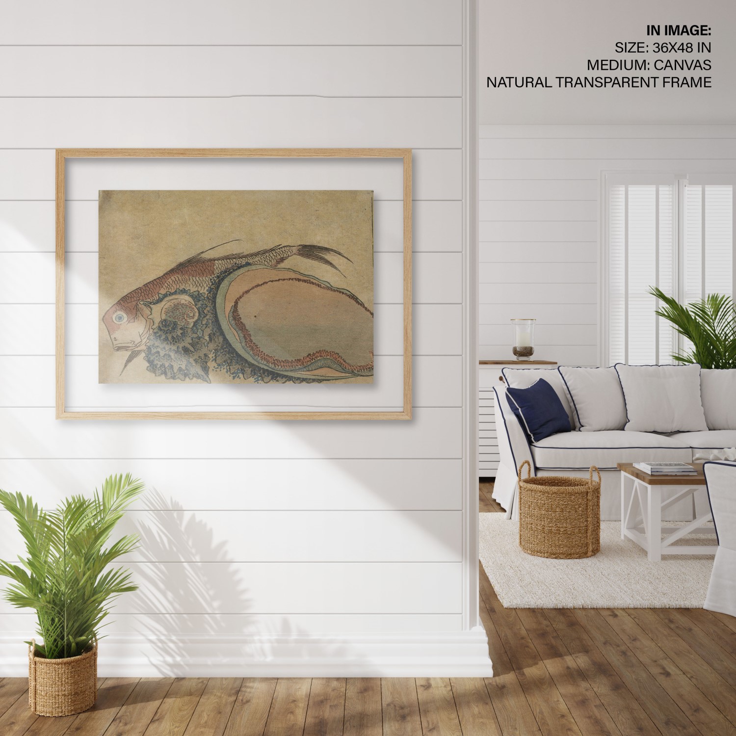 Hampton,Style,Living,Room,Interior,With,Frame,Mockup,,3d,Render