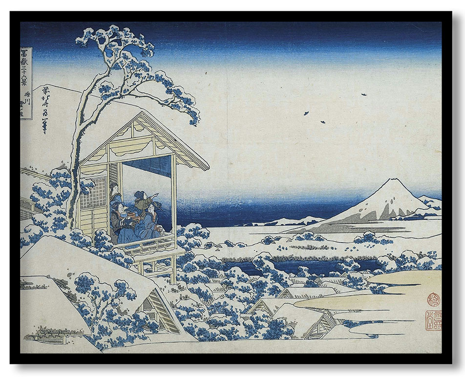 Besneeuwde ochtend in Koishikawa by Katsushika Hokusai (ca.1830-ca.1835)