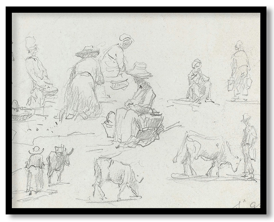 Peasants and Cows [recto] by Eugène Boudin (1877)