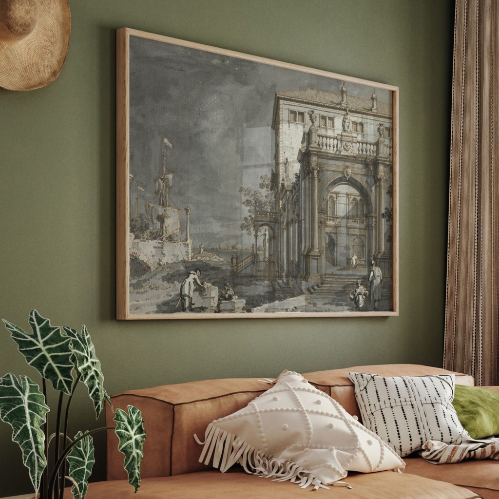 Capriccio: A Palace with a Courtyard by the Lagoon by Giovanni Antonio Canaletto (c. 1750-1755)