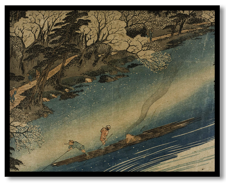 Cherry-blossom Viewing at Arashiyama by Utagawa Hiroshige (early 1830s)