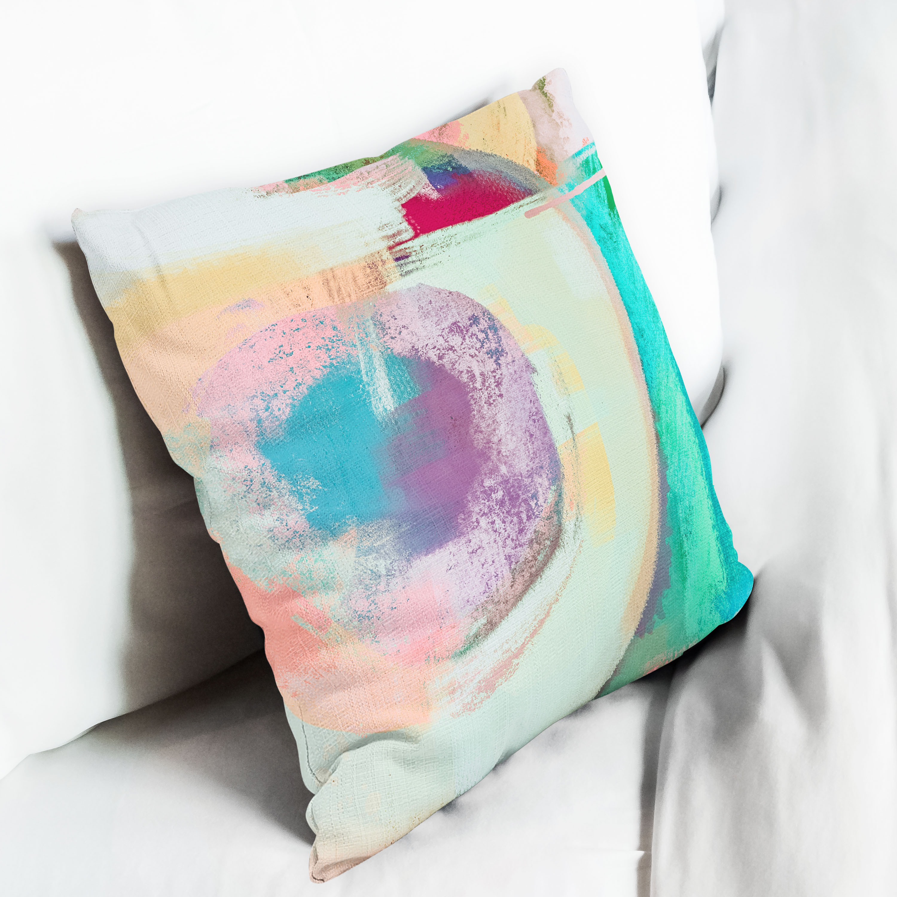 Red sofa with pillow and light lamp