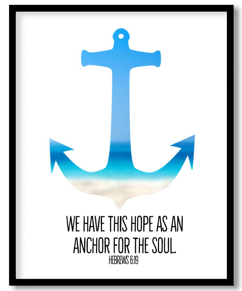 Bible verse anchor wall art print framed art for the soul, wall decor decoration scripture typography print, Hebrews 6:19