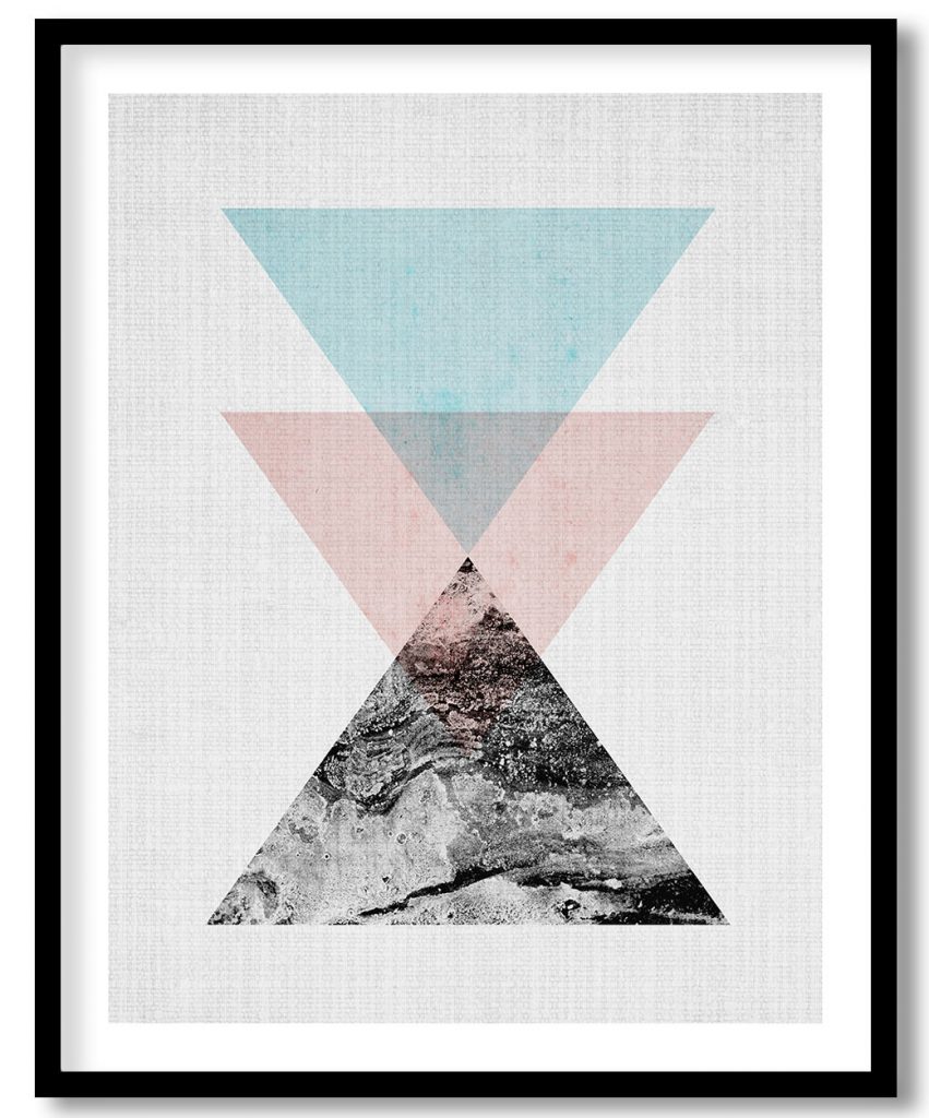 Geometric Wall Art, Triangle Print, Scandinavian, Minimalist Modern Design, Abstract Art, Nordic, Home Decor, framed art