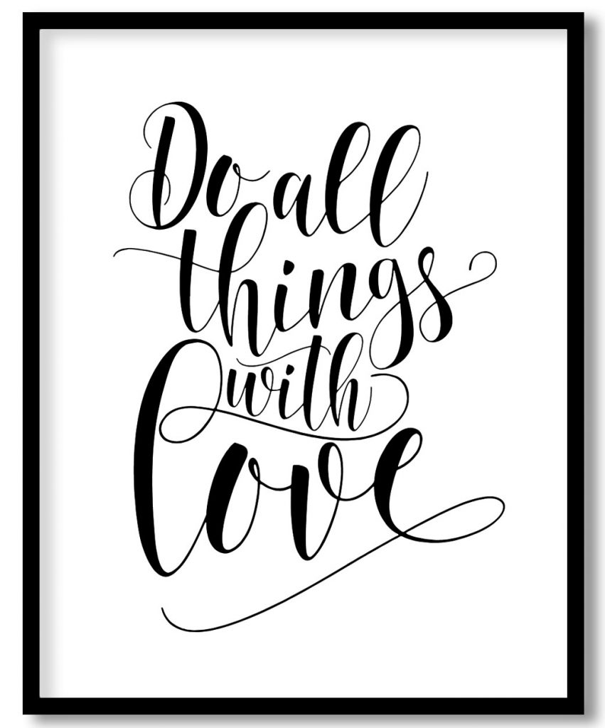 Do all things with love inspirational quote, typography, framed wall art, motivational quote, calligraphy print, romantic wall art