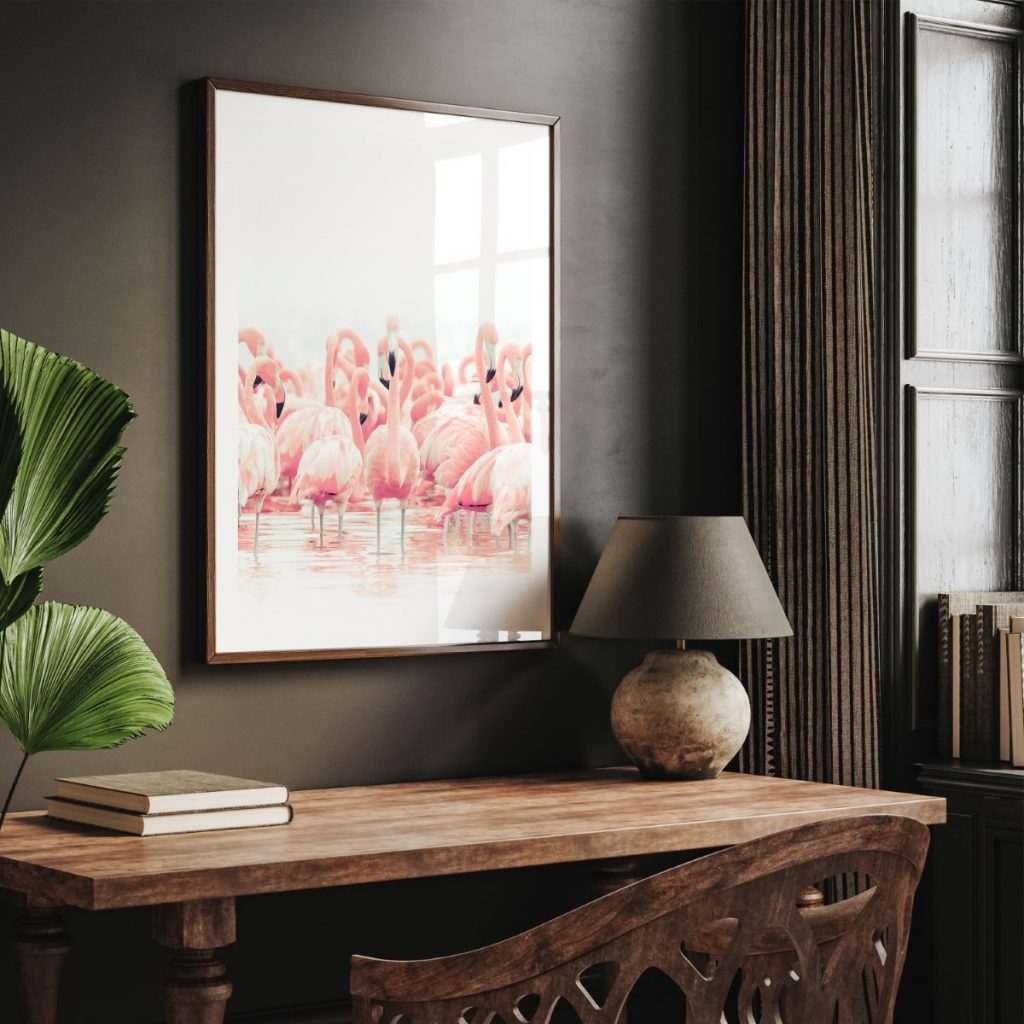 Nature Pink Flamingos in Water – Wall Hanging