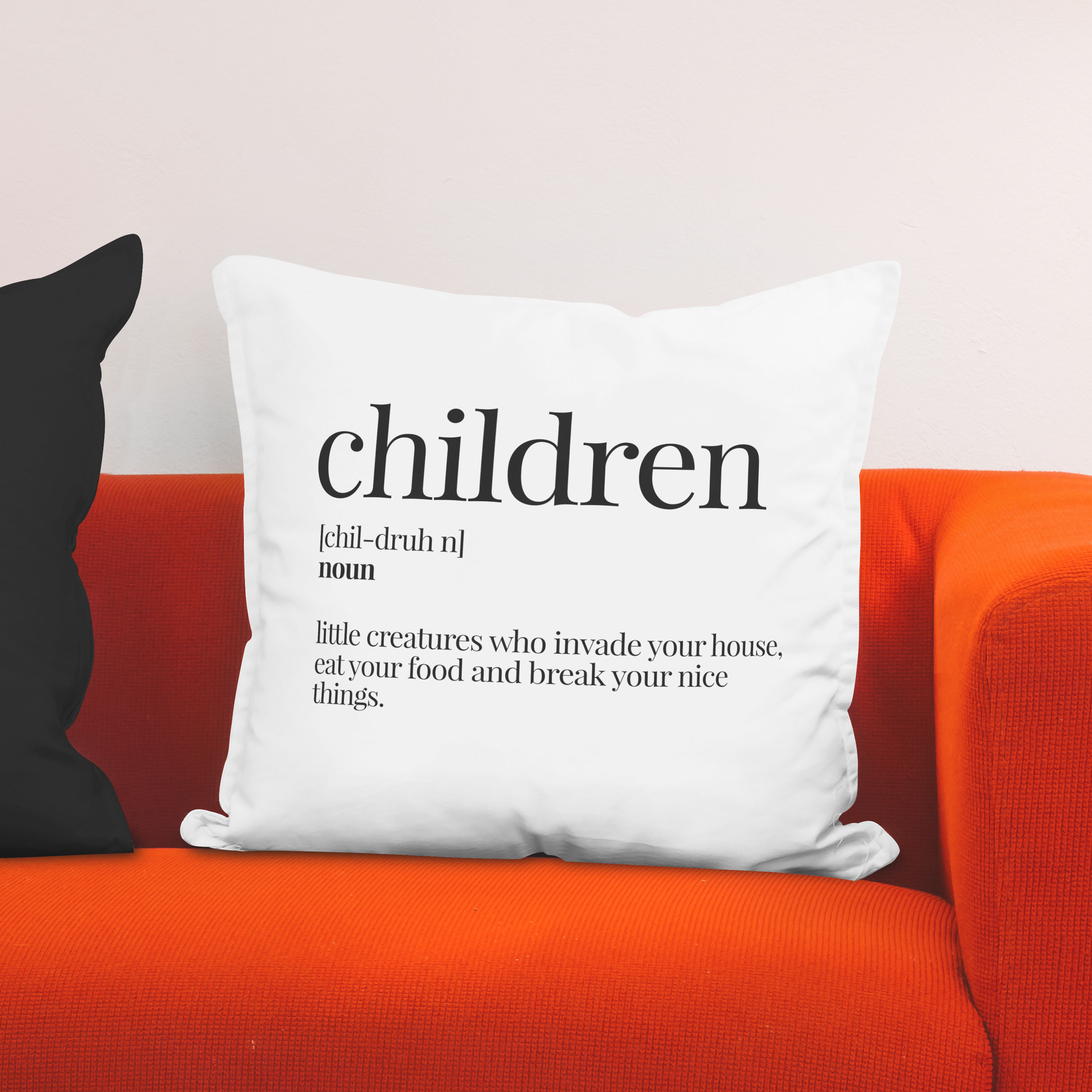 Red sofa with pillow and light lamp