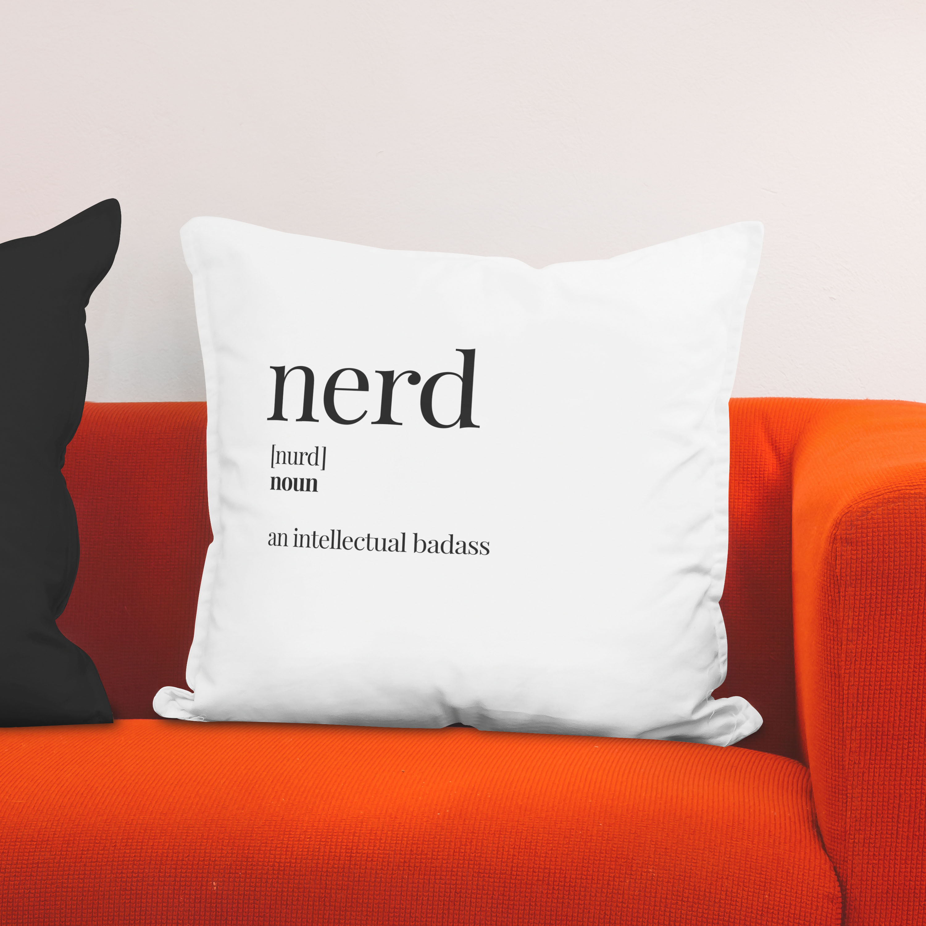 Red sofa with pillow and light lamp