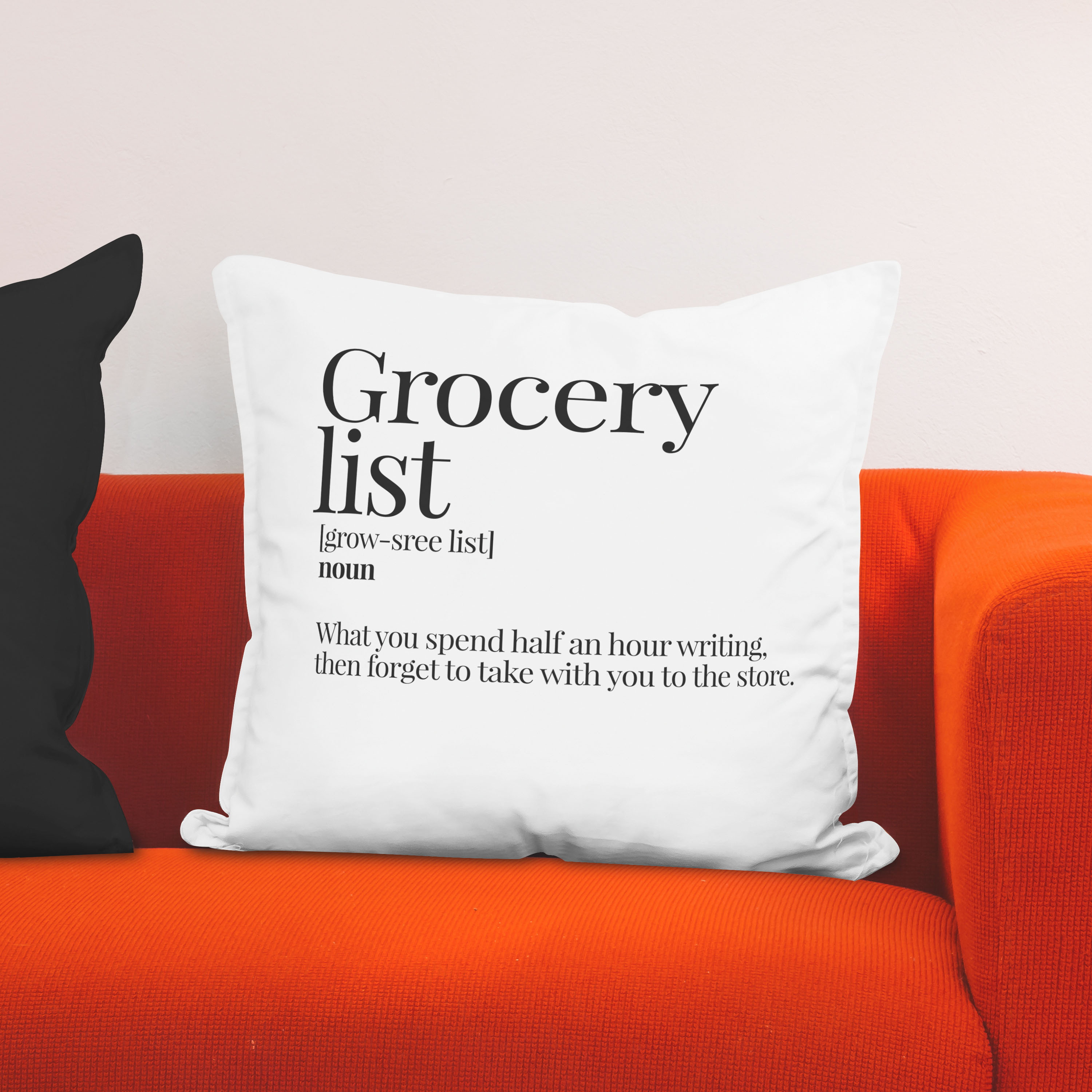 Red sofa with pillow and light lamp