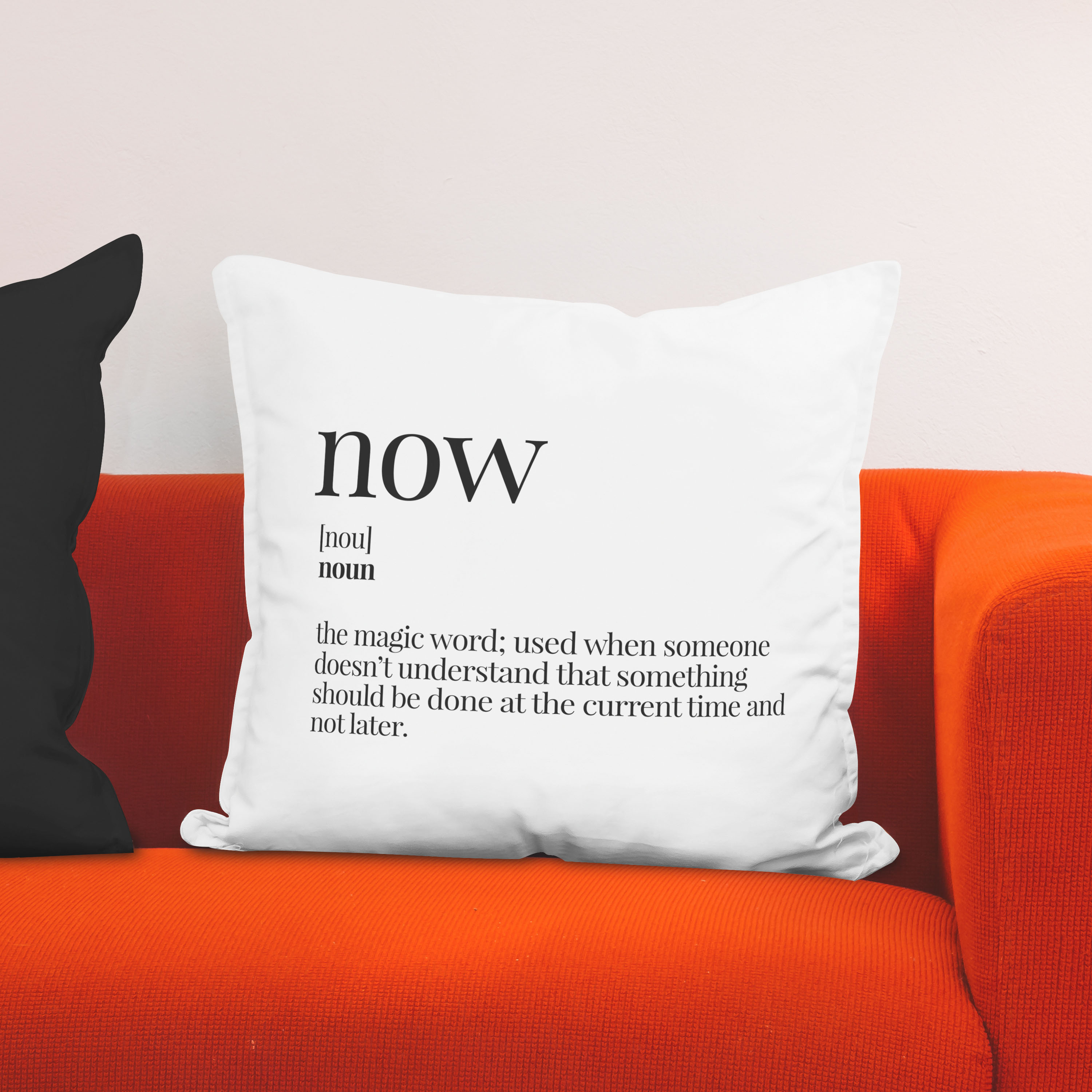 Red sofa with pillow and light lamp