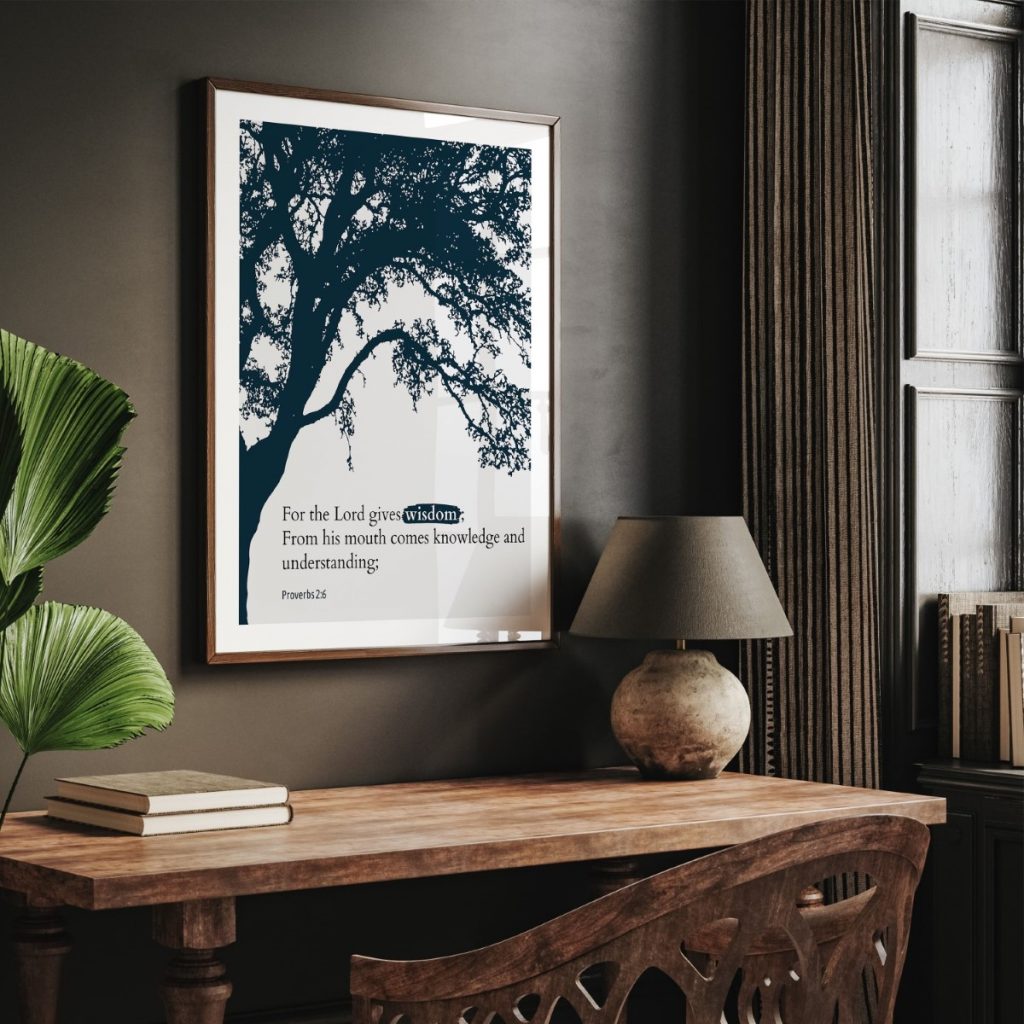 For the Lord gives wisdom From his mouth comes knowledge and understanding – Wall Painting