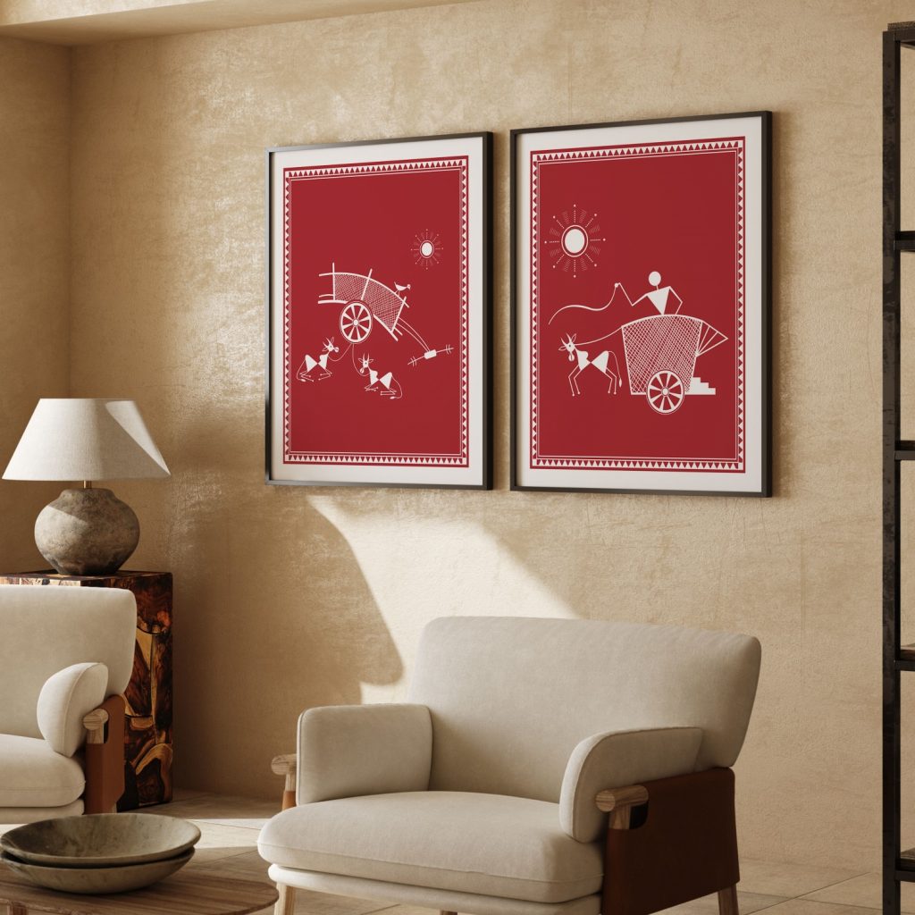 Warli Bullock Carts – Wall Painting