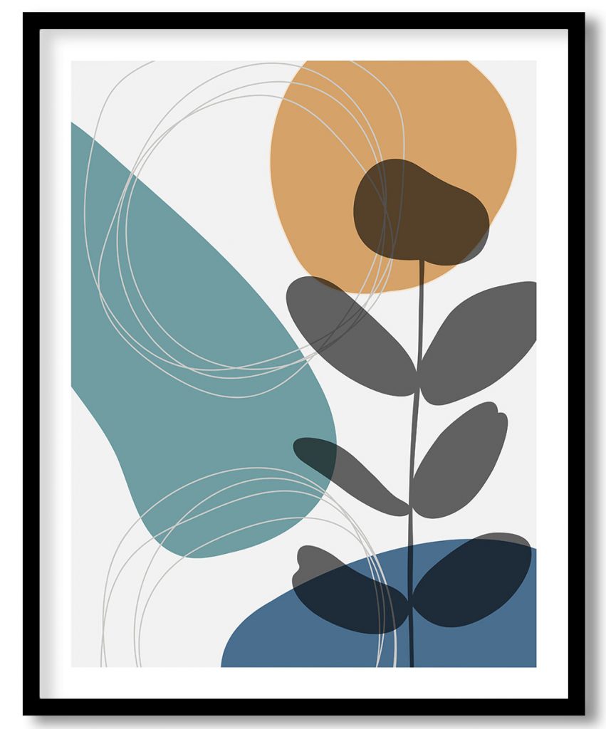Colorful dark botanical plants silhouette modern abstract #17