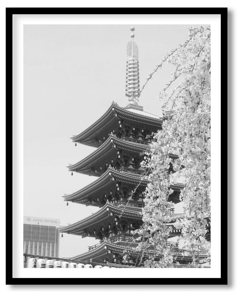 Chinese temple black and white