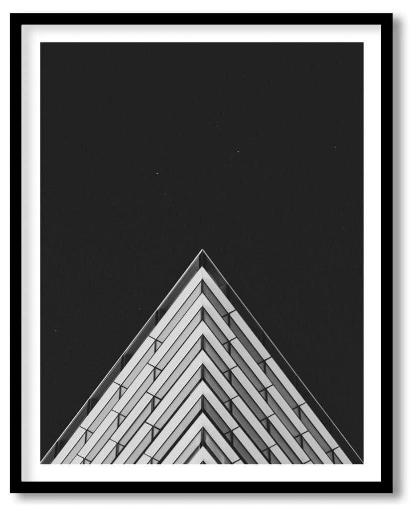 Glass building black and white