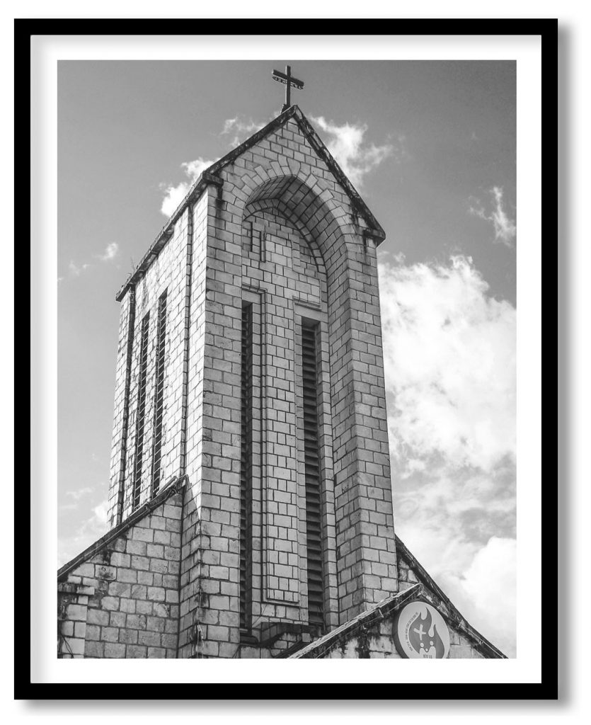 Sapa cathedral black and white