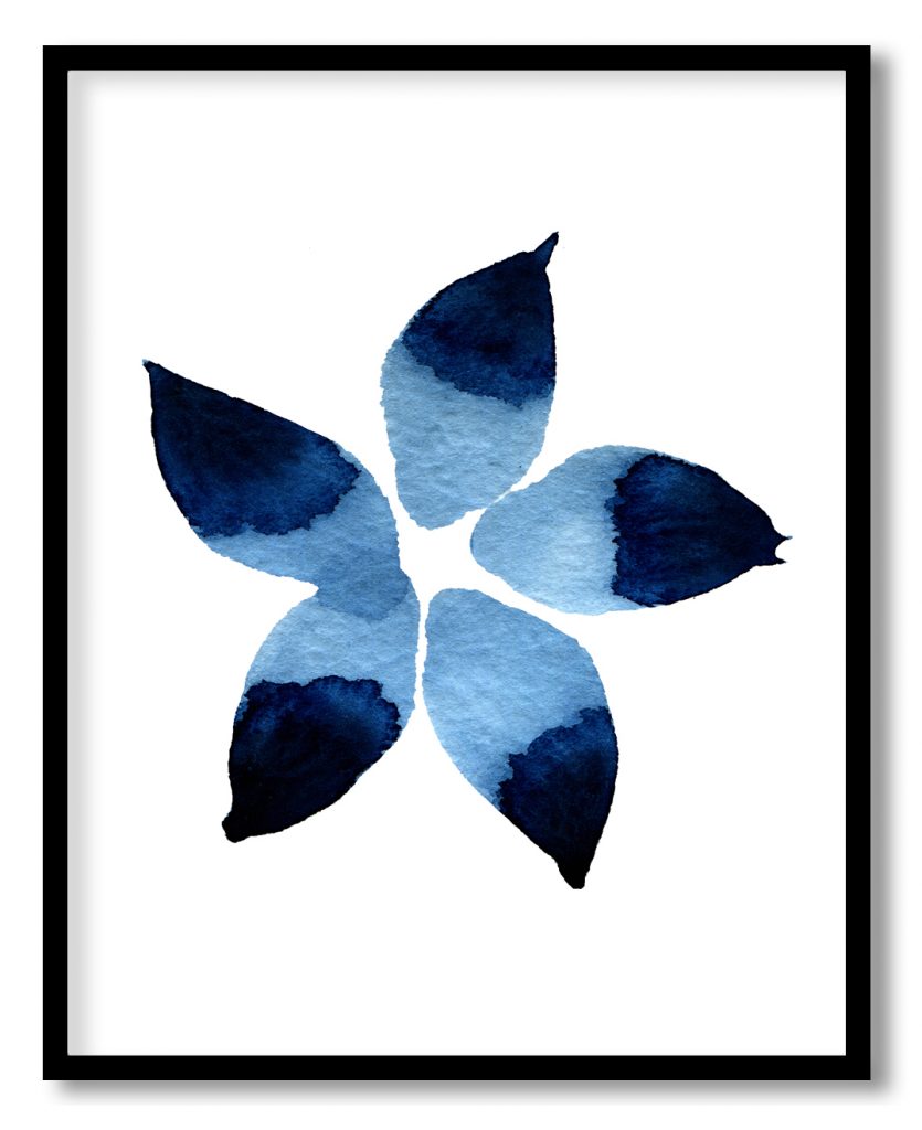 Indigo watercolor flower aquarelle