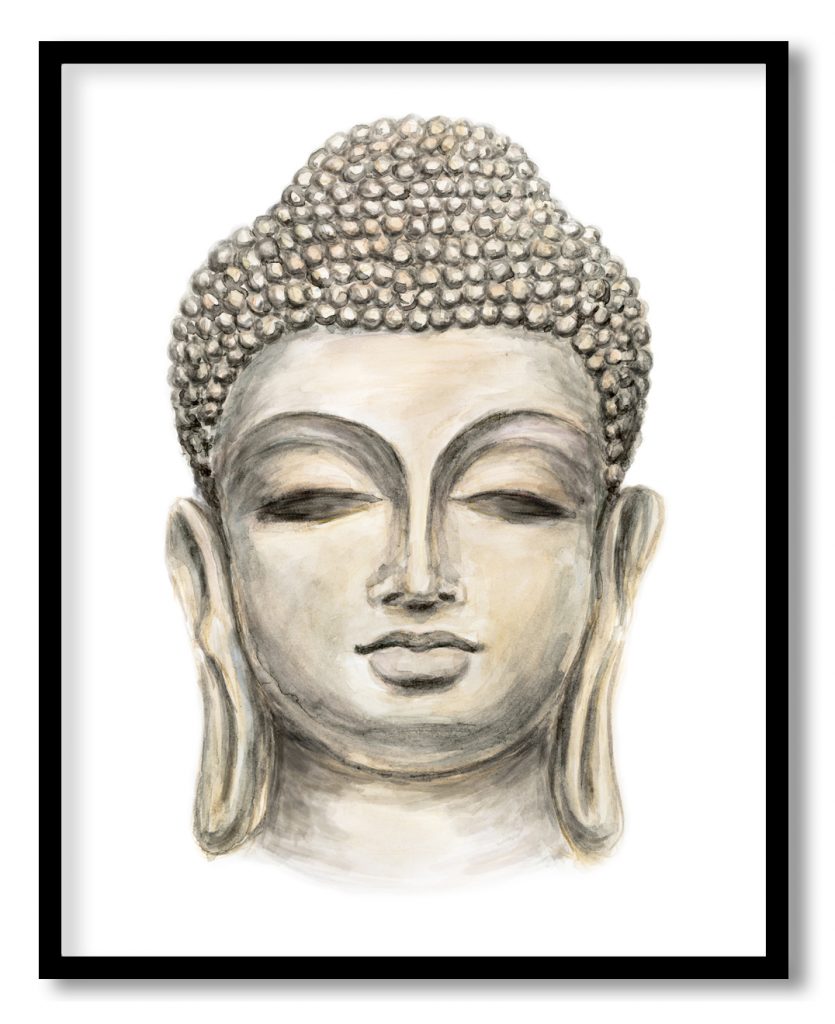 Watercolor buddha head