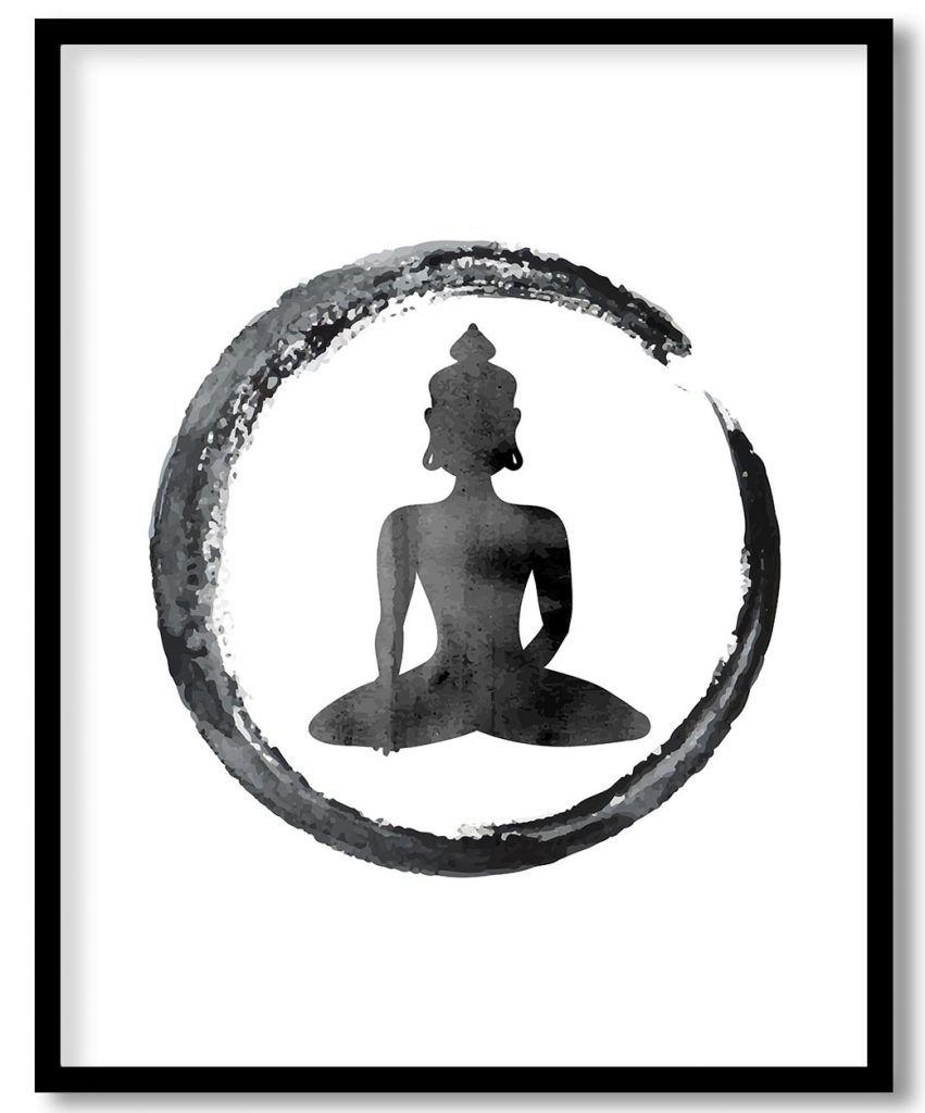 Black Gray watercolor buddha