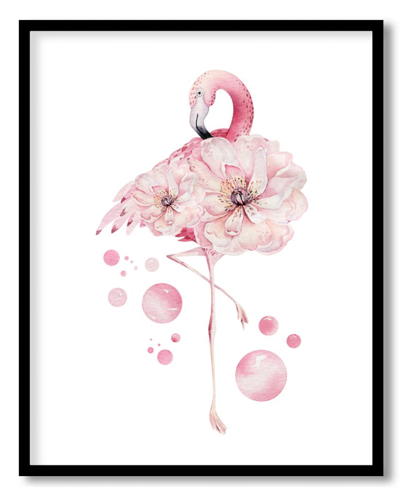 Baby pink floral flamingo