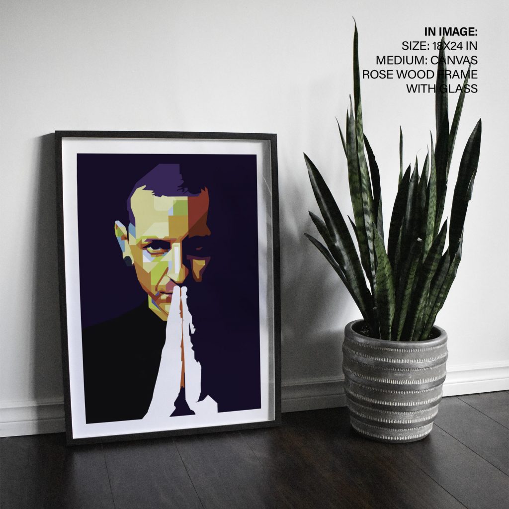 Modern Geometric Man Praying – Wall Painting