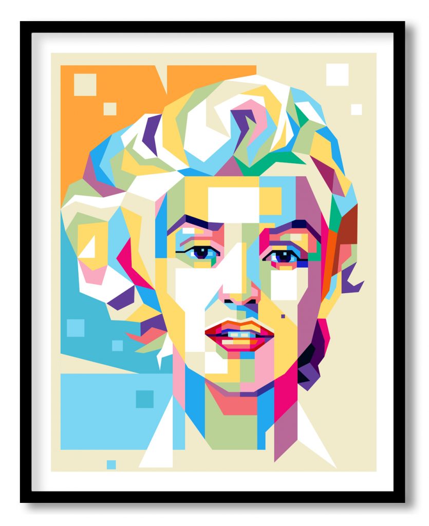 Geometrical pop style portrait of Marilyn Monroe