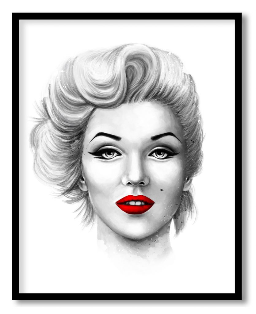 Pencil sketch portrait of Marilyn Monroe